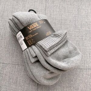 Vans Gray Ribbed Crew Socks - Light Gray (3 Pack)